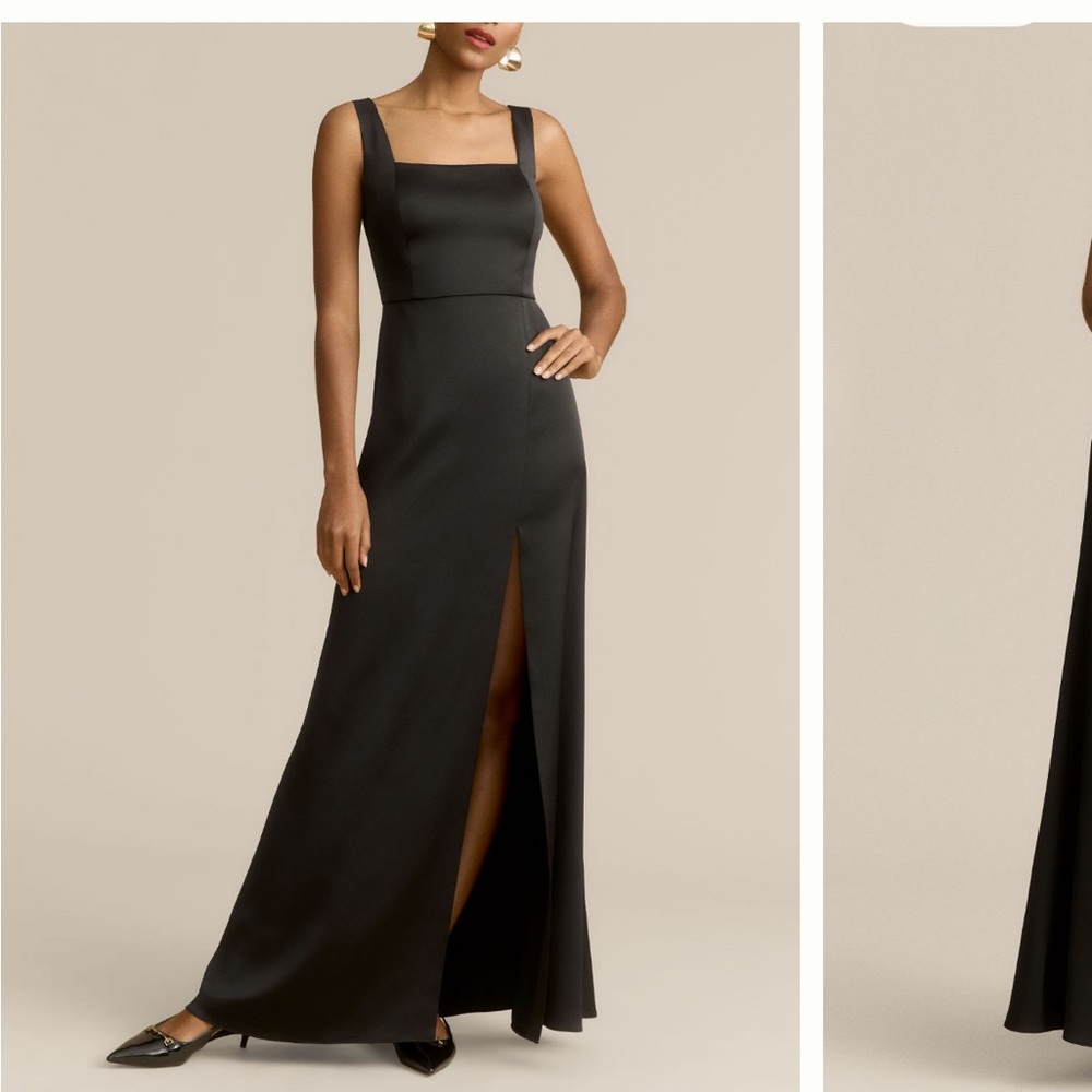BHLDN Sophia Square- Neck Satin Maxi Dress